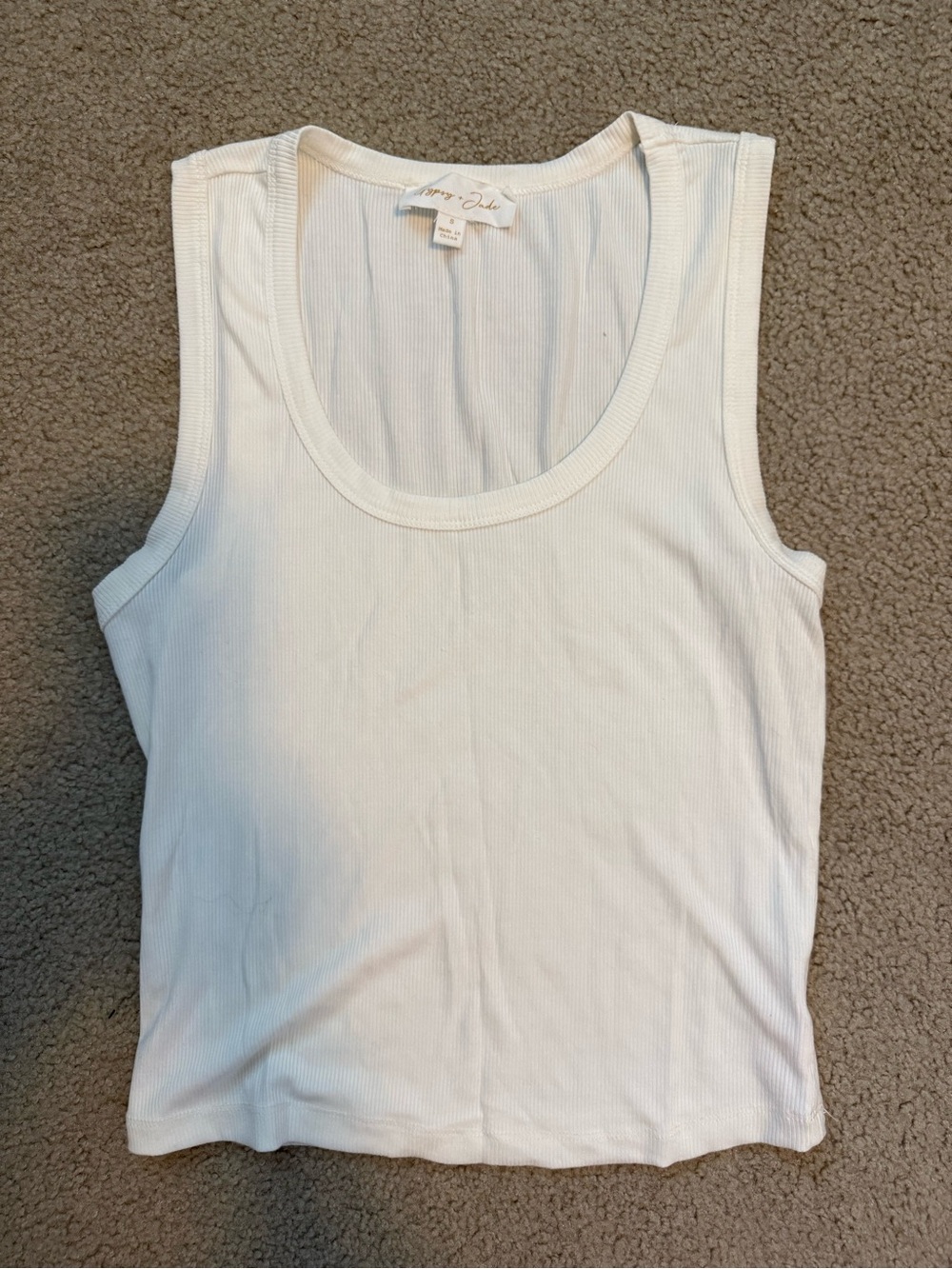 Women's White Ribbed Tank Top